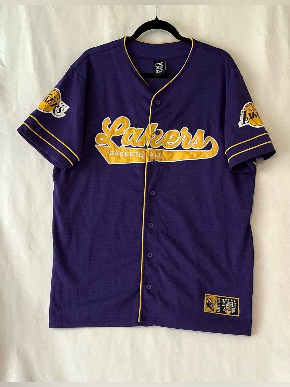 Ultra Game NBA Los Angeles Lakers SzLG Baseball Jersey Shirt Purple/Yellow